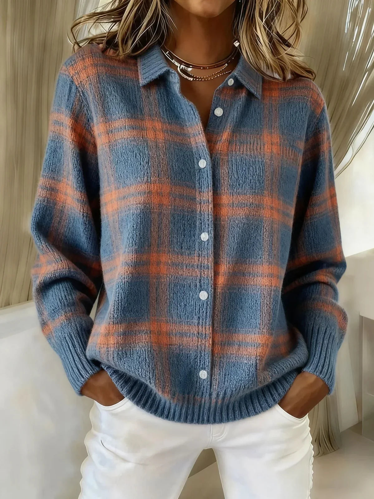 Judith | Veste maille à carreaux