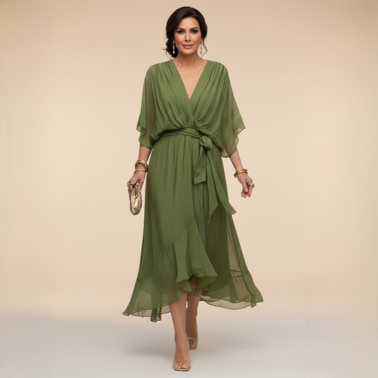 Daphné | Robe chiffon décolleté V