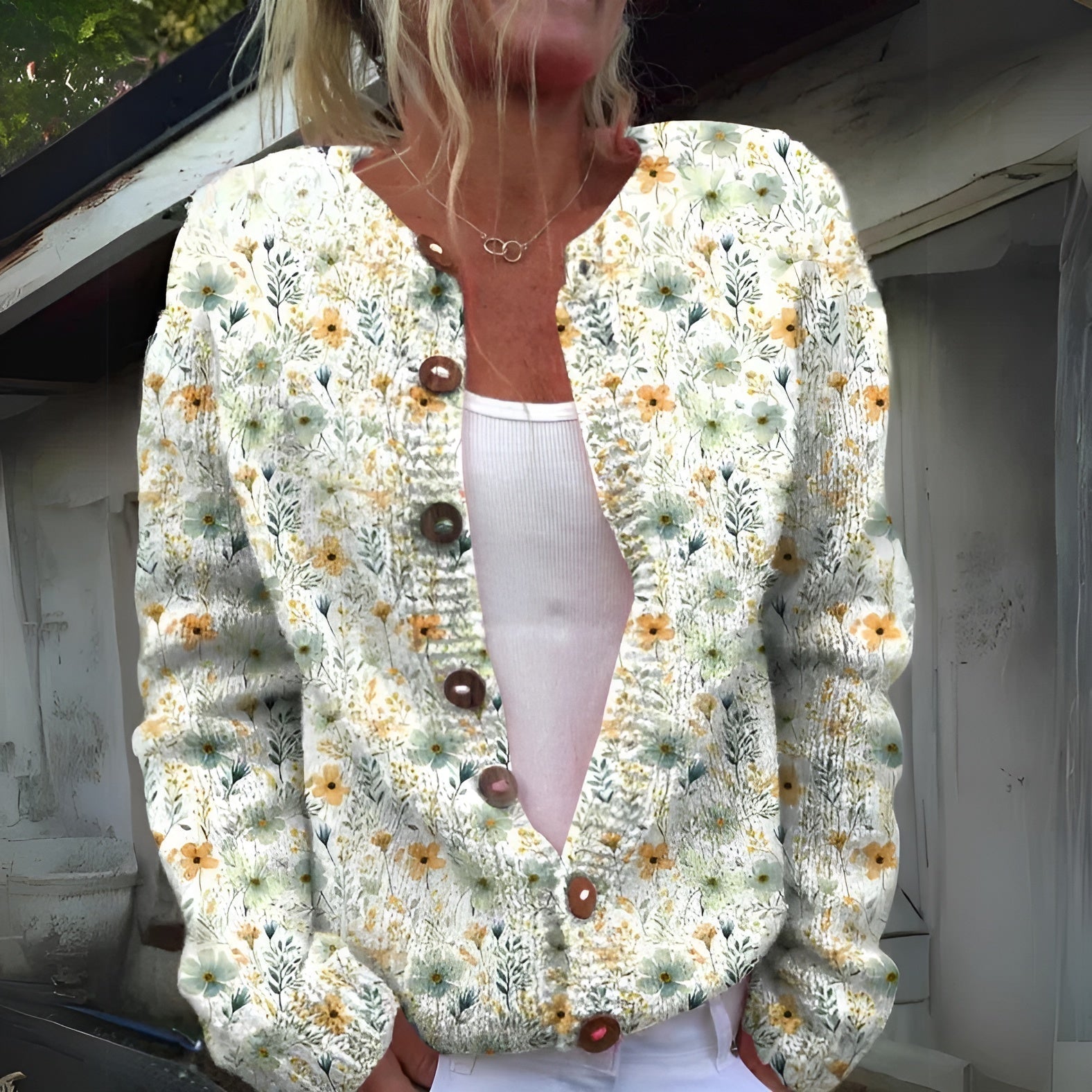 Amélie™|Gilet à Imprimé Floral Élégant