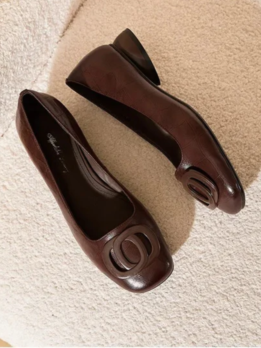 Edwige | Ballerines bout carré talon