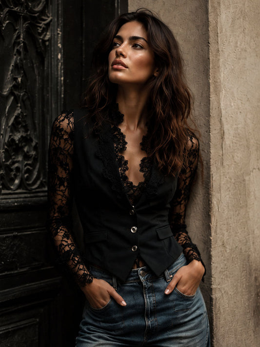 Anaïs | Blazer cintré dentelle