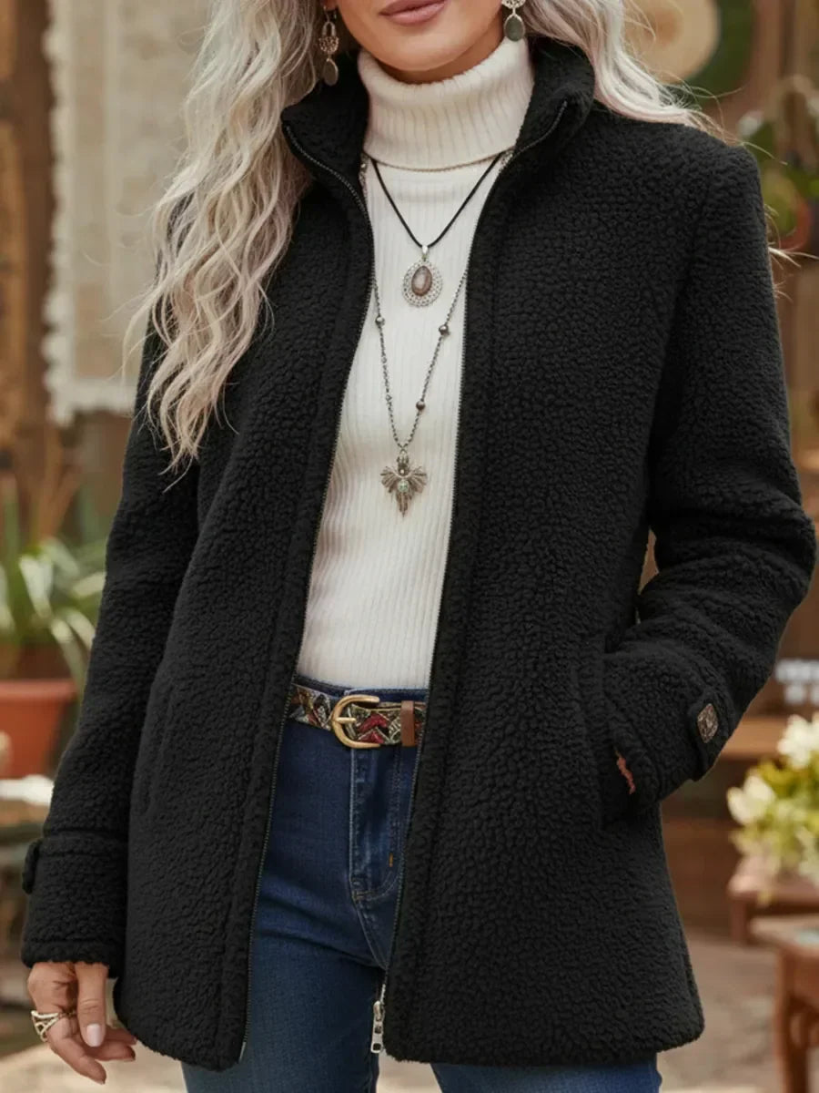 Geneviève | Veste zippée effet laine