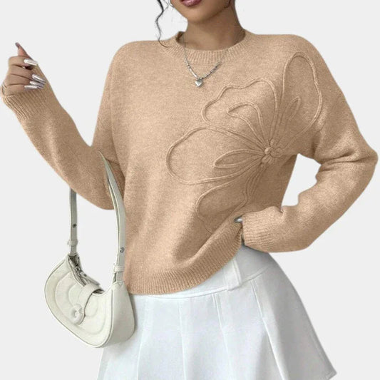Esther | Pull fleurs relief maille