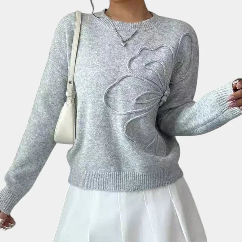 Esther | Pull fleurs relief maille