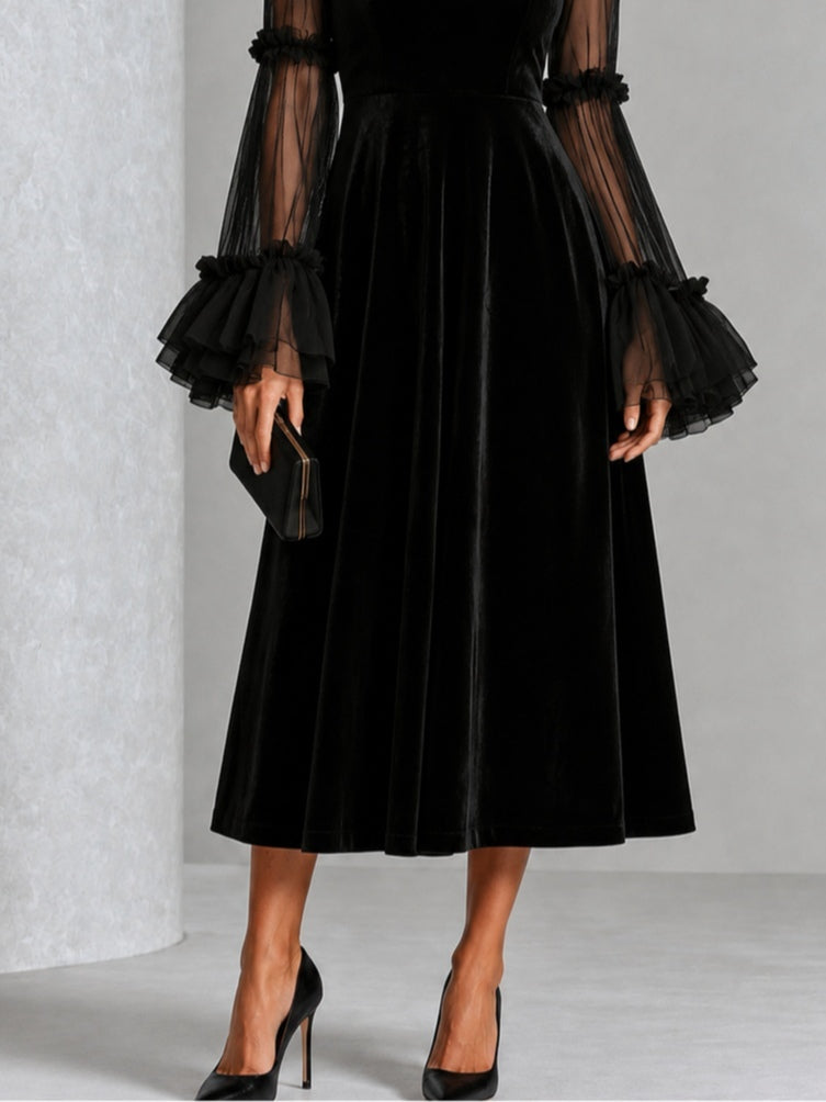 Maud | Robe midi plissée velours