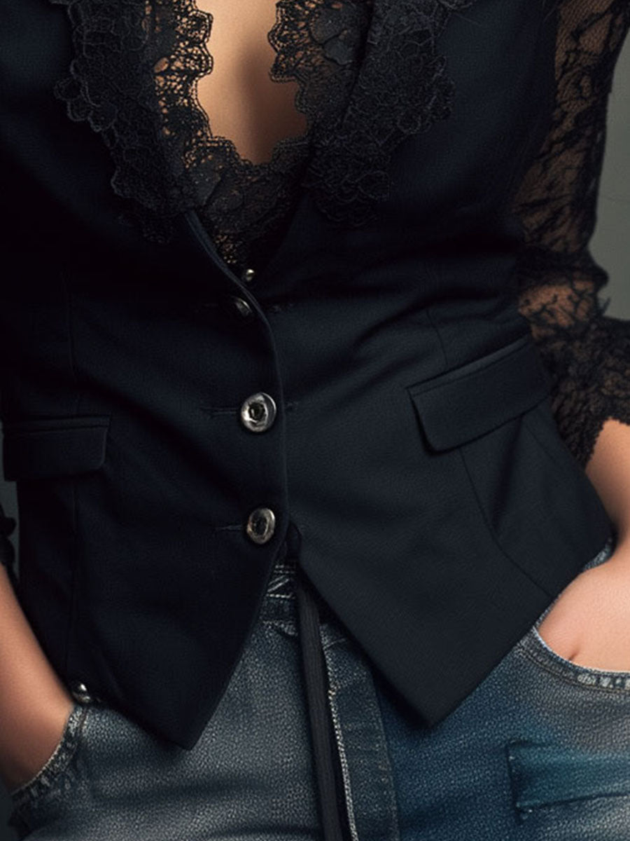 Anaïs | Blazer cintré dentelle