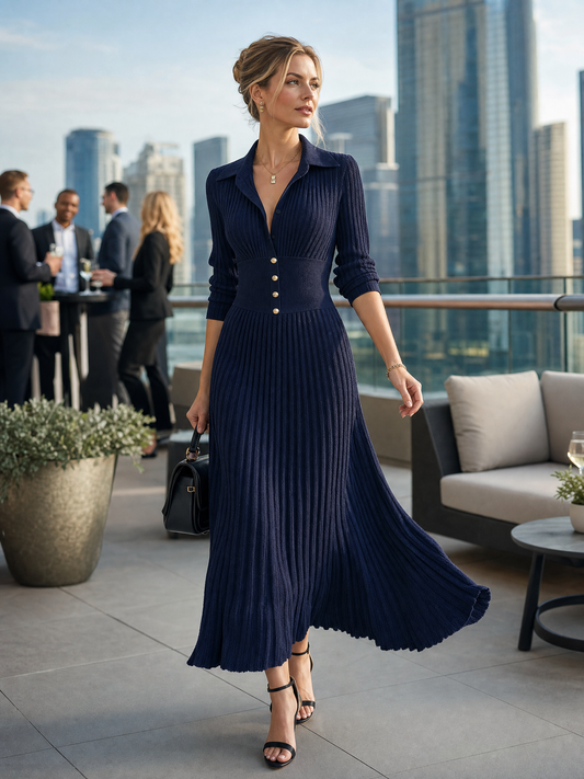 Virginie | Robe midi plissée maille