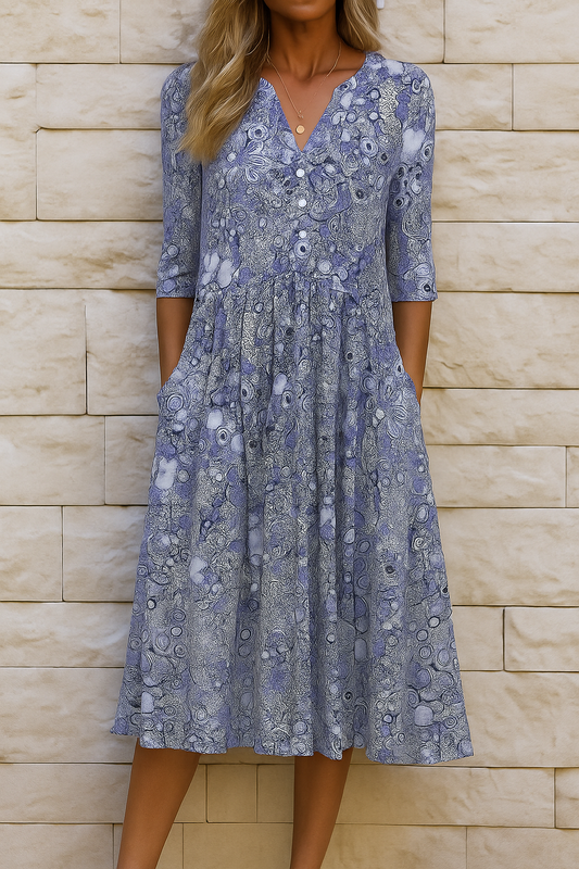 Coralie | Robe midi imprimée col V
