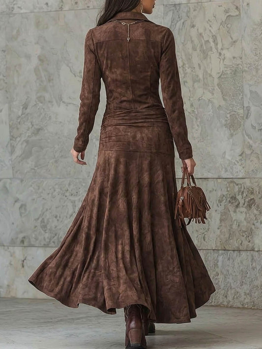 Corinne | Robe longue taille plissée