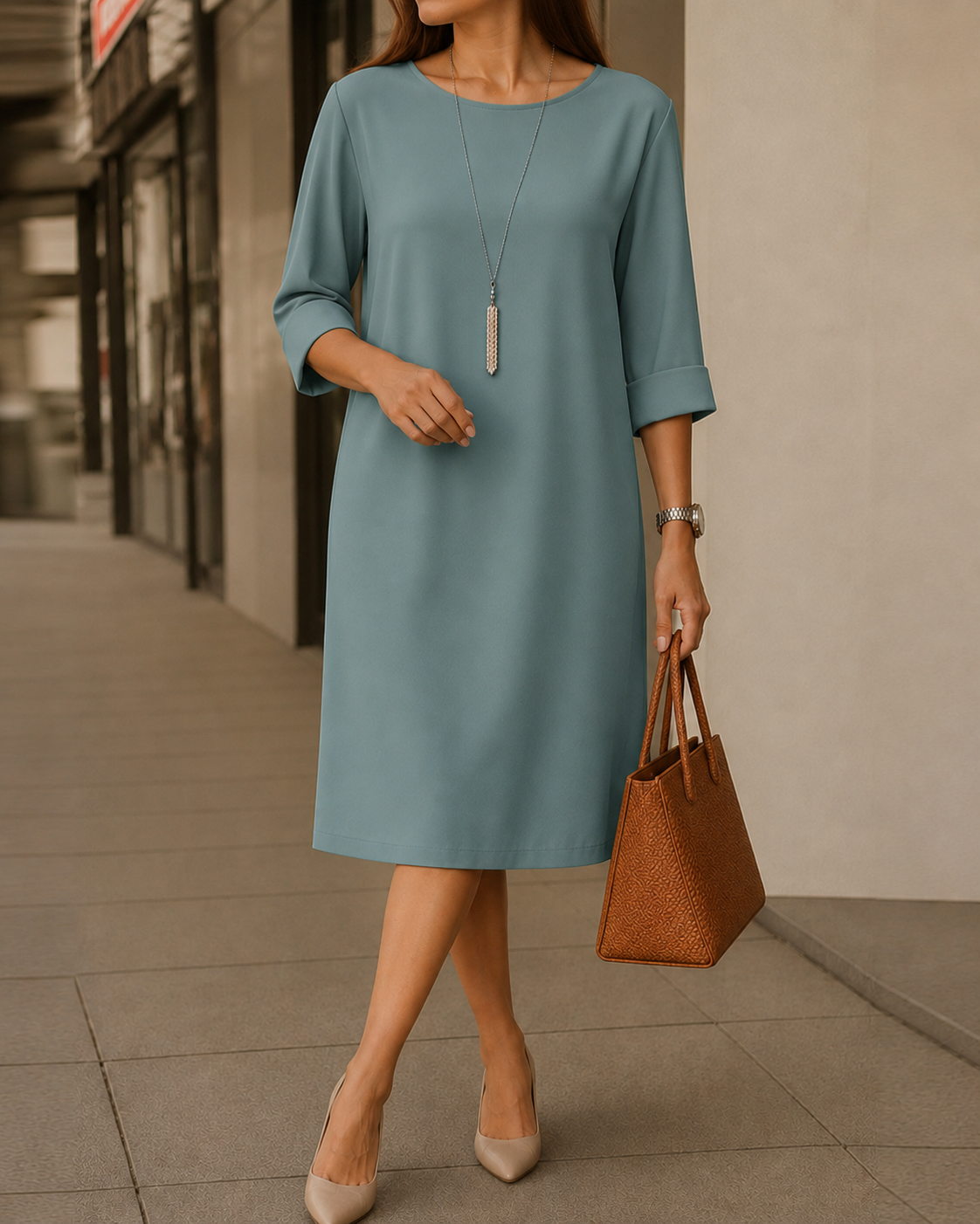 Faustine | Robe midi effet ventre plat