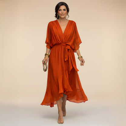 Daphné | Robe chiffon décolleté V
