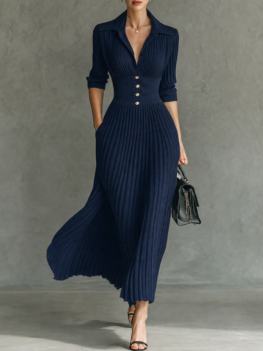 Virginie | Robe midi plissée maille