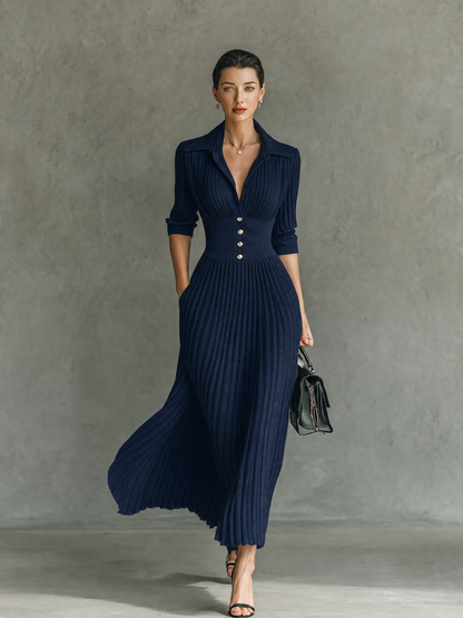 Virginie | Robe midi plissée maille