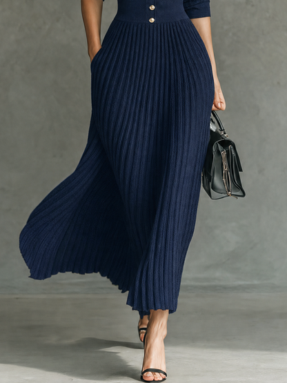 Virginie | Robe midi plissée maille
