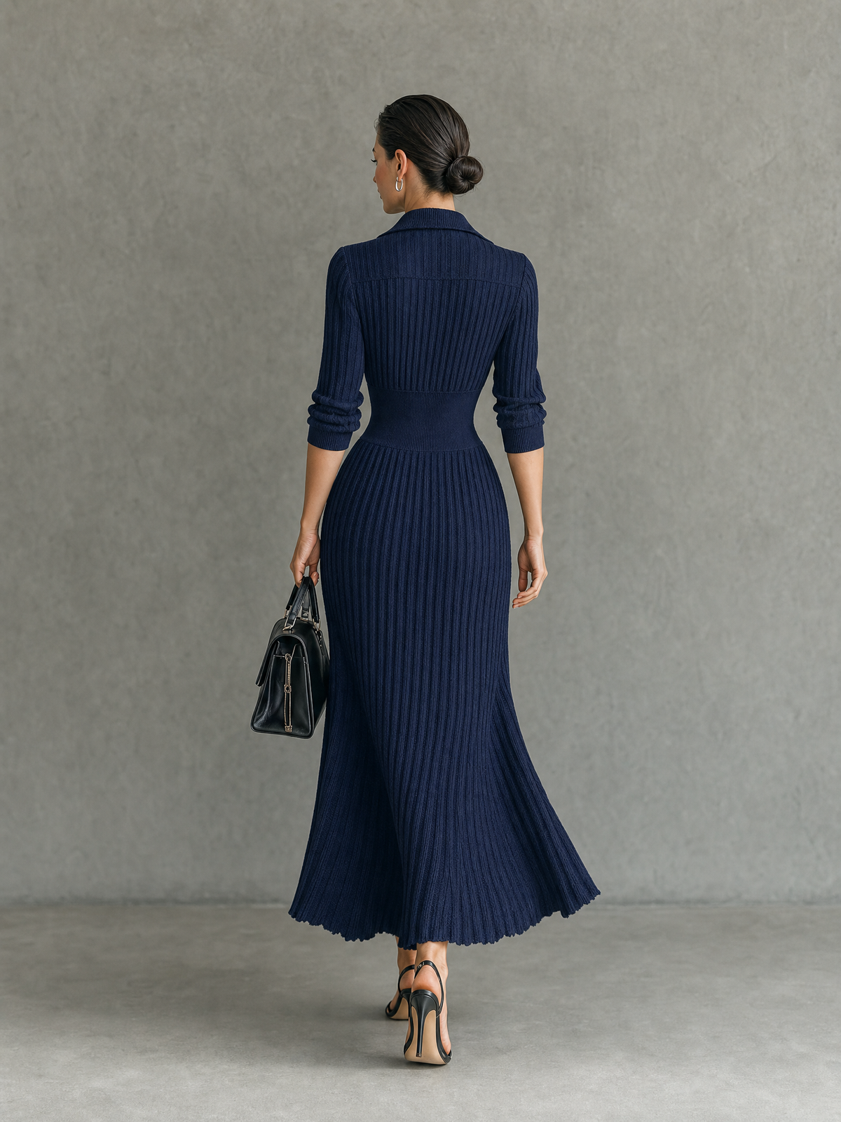 Virginie | Robe midi plissée maille