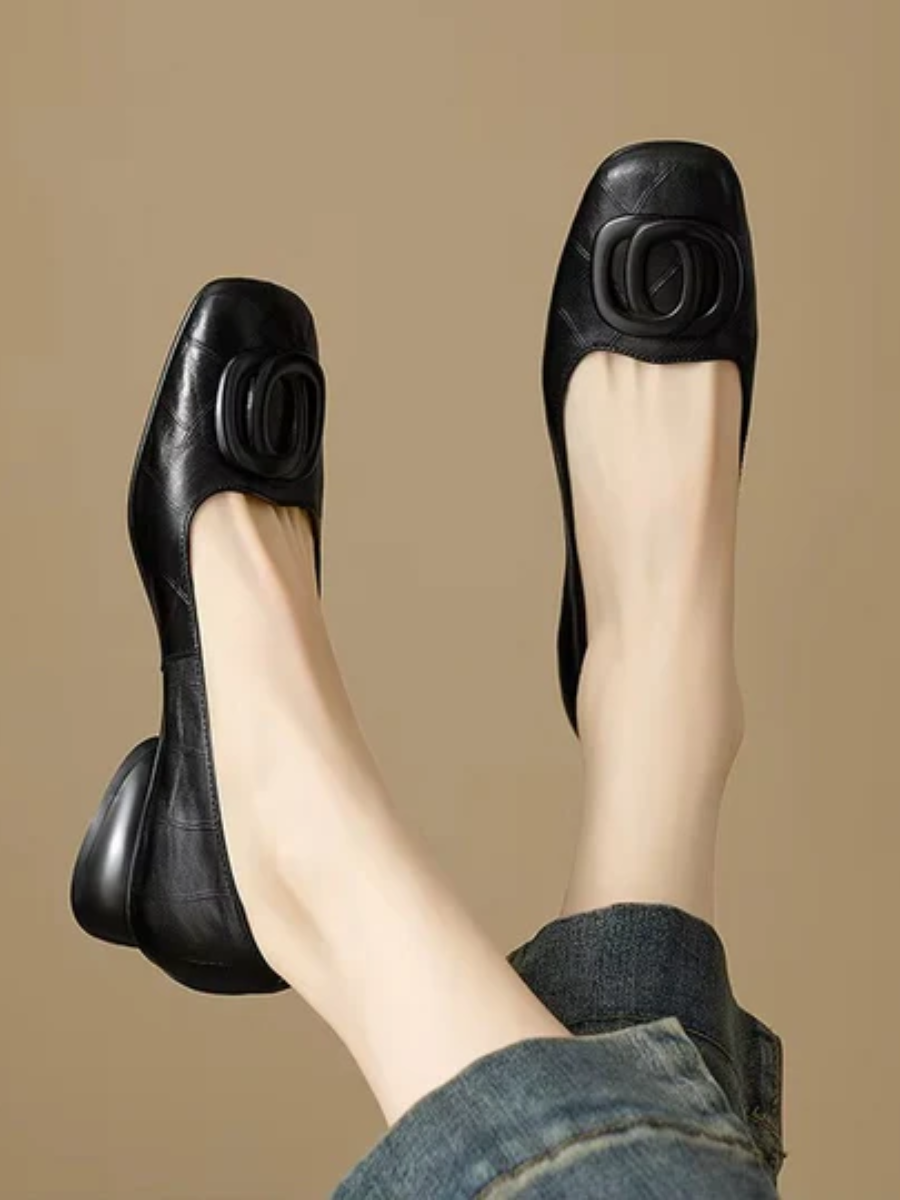 Edwige | Ballerines bout carré talon