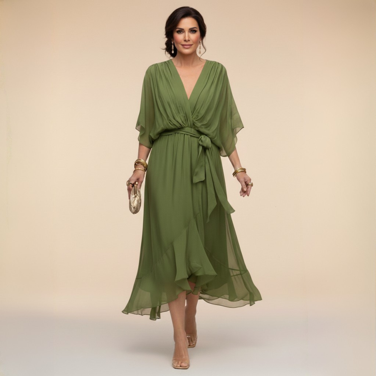 Daphné | Robe chiffon décolleté V