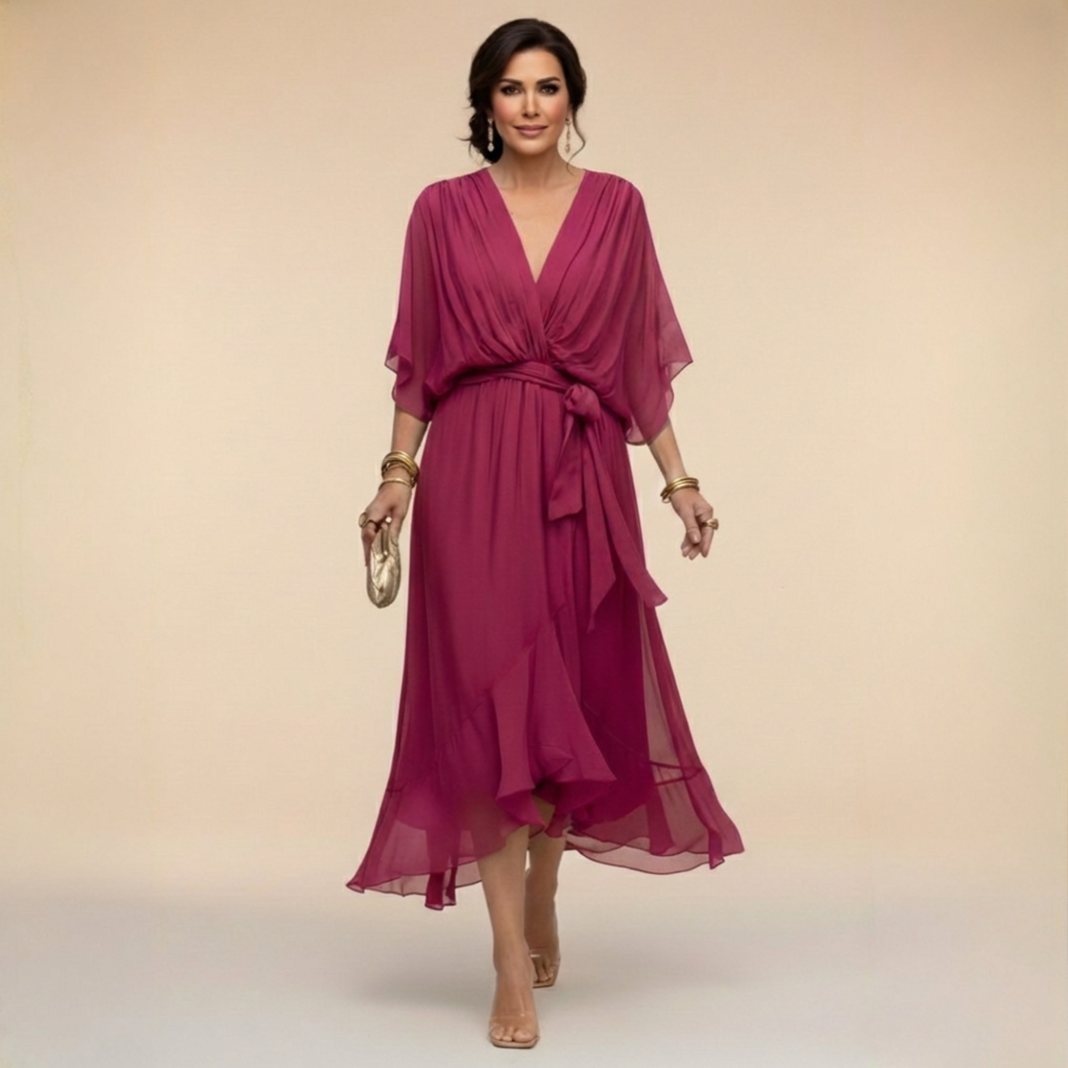 Daphné | Robe chiffon décolleté V