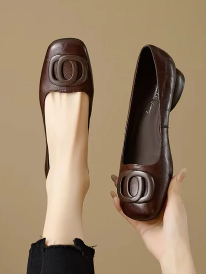 Edwige | Ballerines bout carré talon