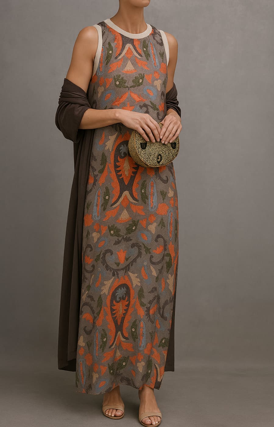Agathe | Robe imprimée et gilet