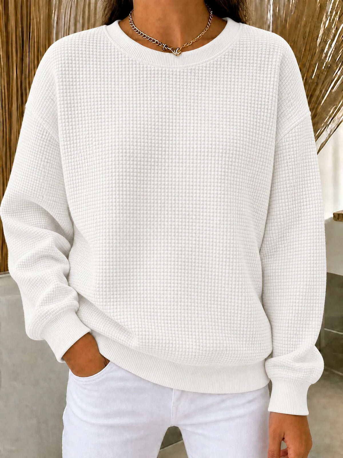 Éléonore | Pull gaufré col rond