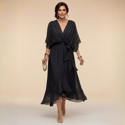 Daphné | Robe chiffon décolleté V