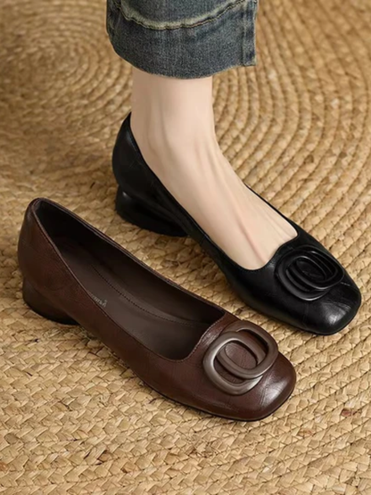 Edwige | Ballerines bout carré talon