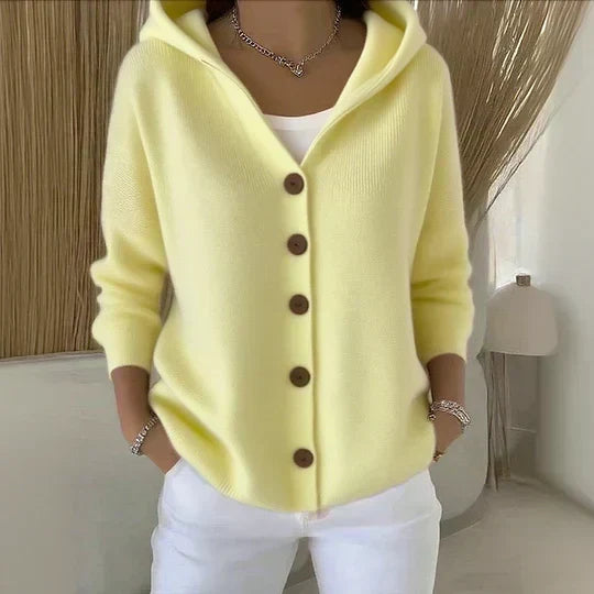 Hélène | Cardigan à capuche boutonné