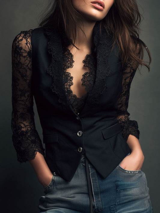 Anaïs | Blazer cintré dentelle