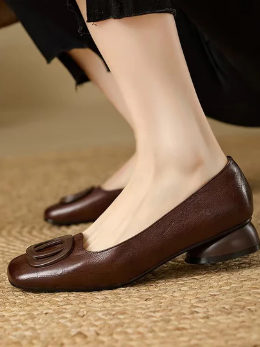 Edwige | Ballerines bout carré talon