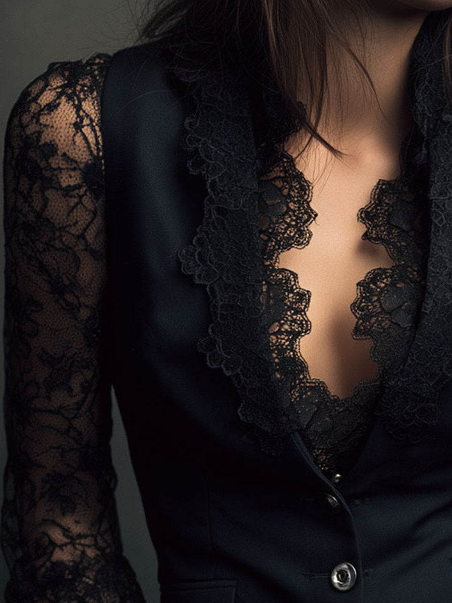 Anaïs | Blazer cintré dentelle