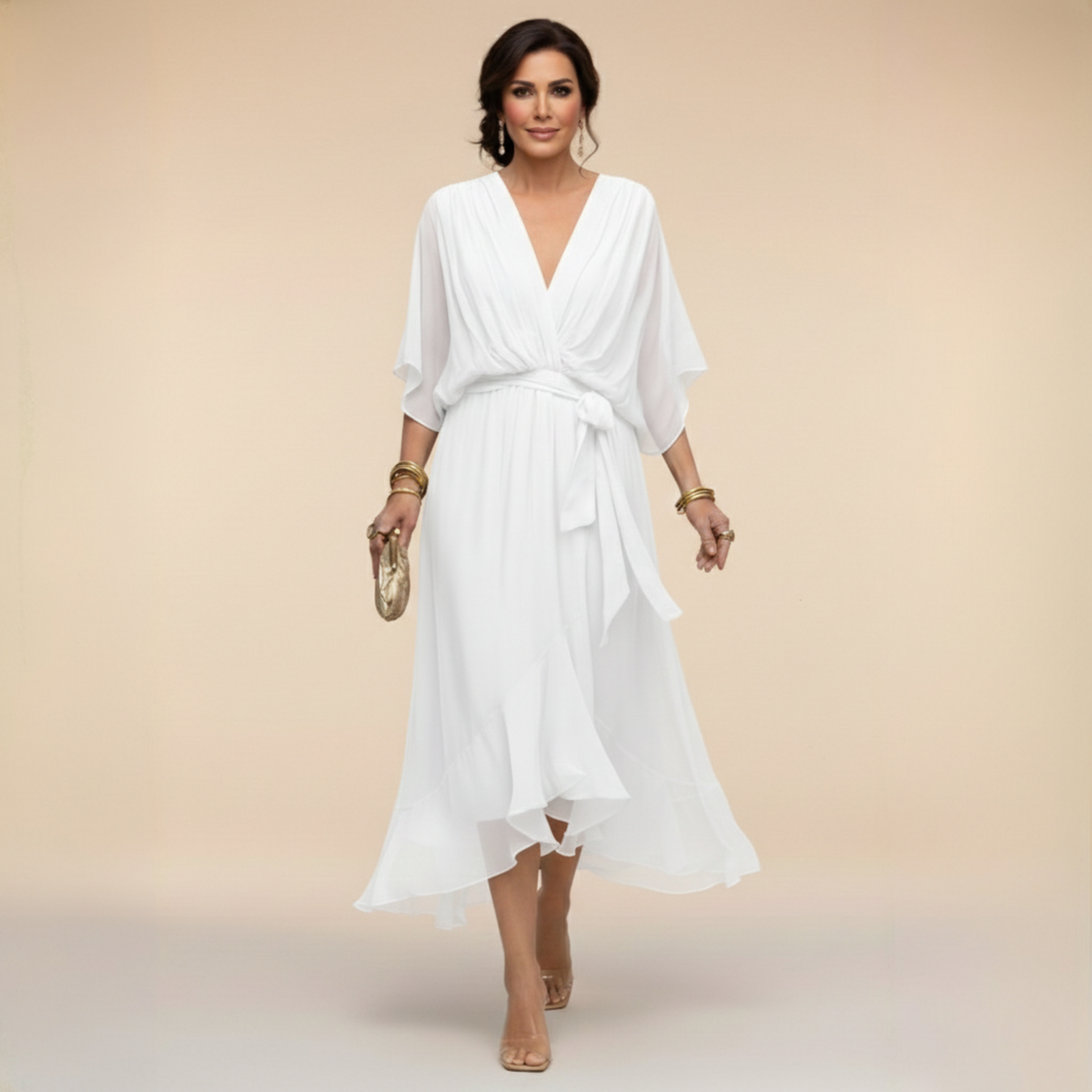 Daphné | Robe chiffon décolleté V