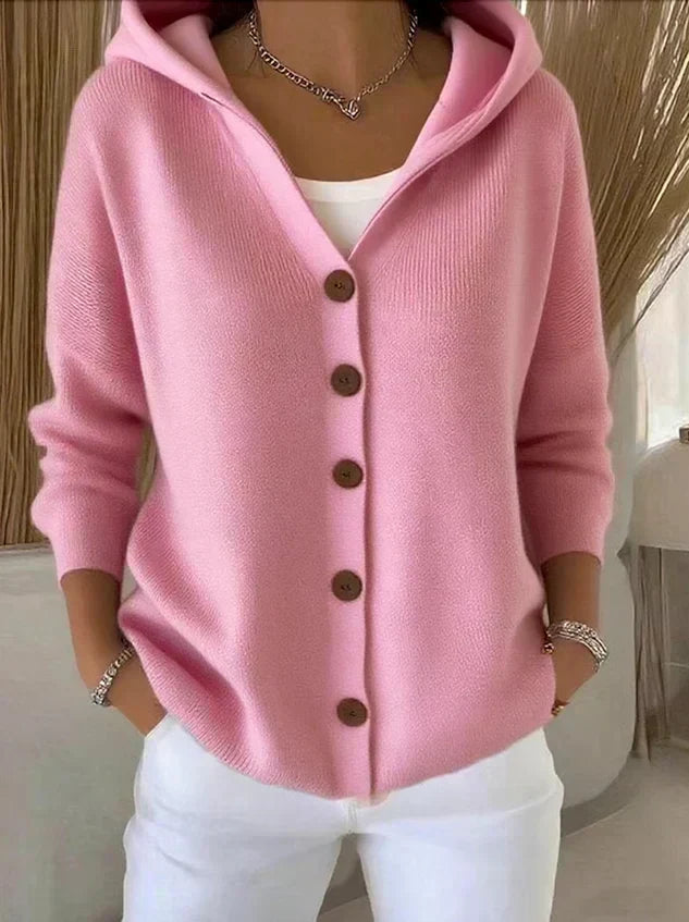 Hélène | Cardigan à capuche boutonné