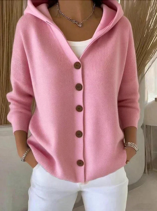 Hélène | Cardigan à capuche boutonné