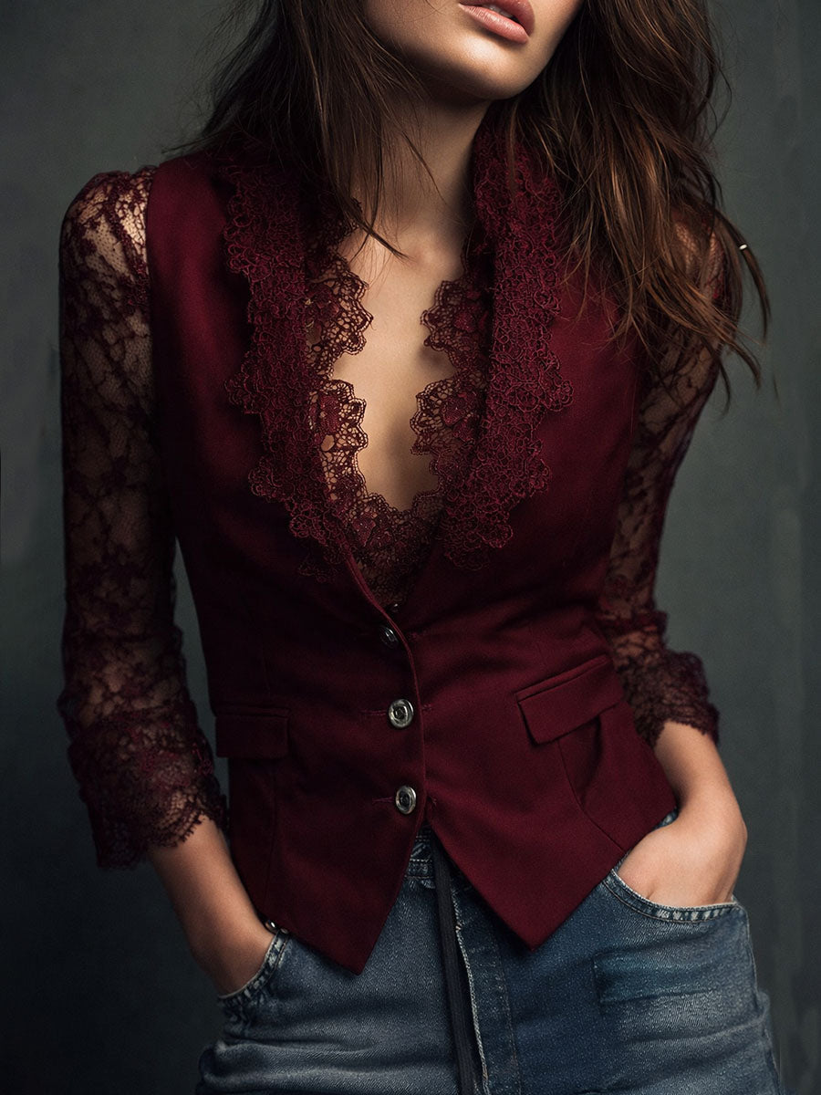 Anaïs | Blazer cintré dentelle