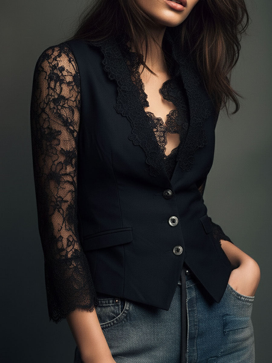 Anaïs | Blazer cintré dentelle