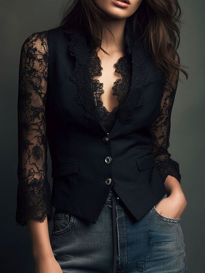 Anaïs | Blazer cintré dentelle