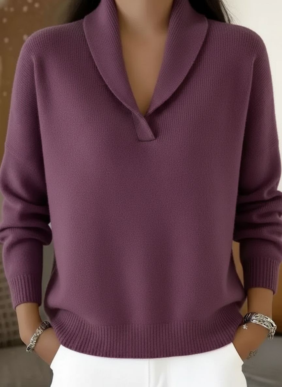 Violette | Pull col châle drapé