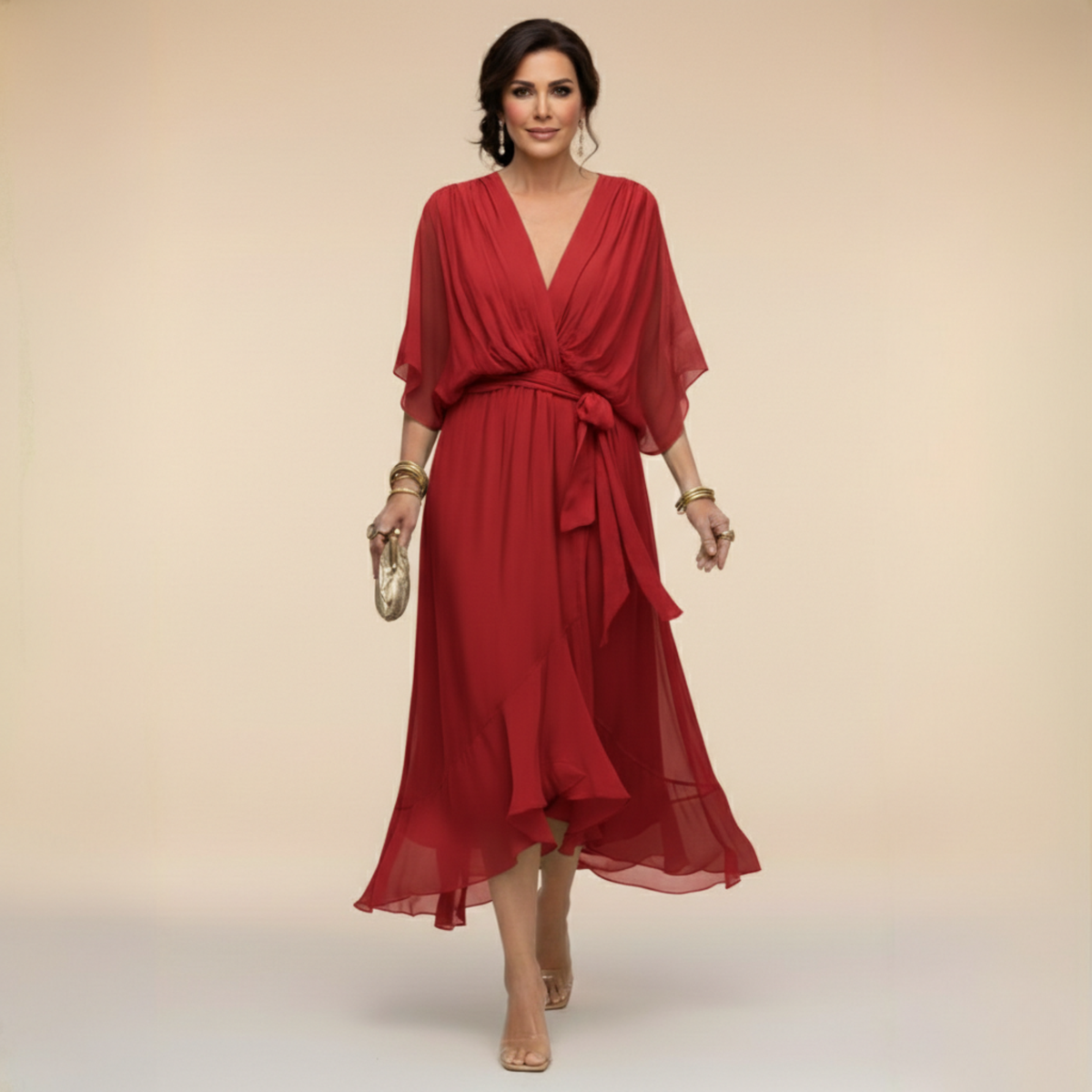Daphné | Robe chiffon décolleté V