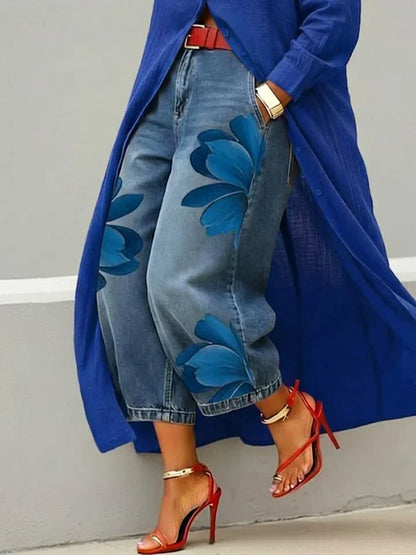Louise | Ensemble chemise jean fleuri