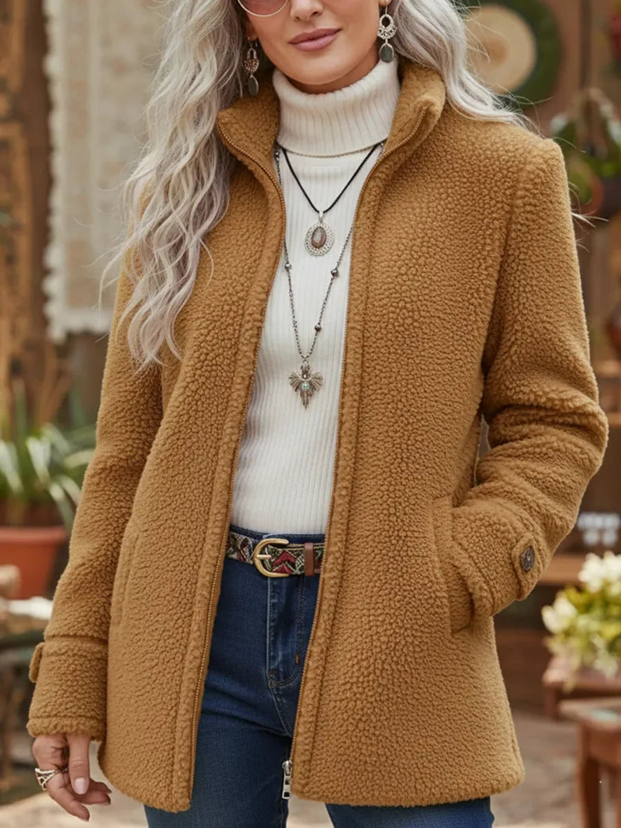 Geneviève | Veste zippée effet laine
