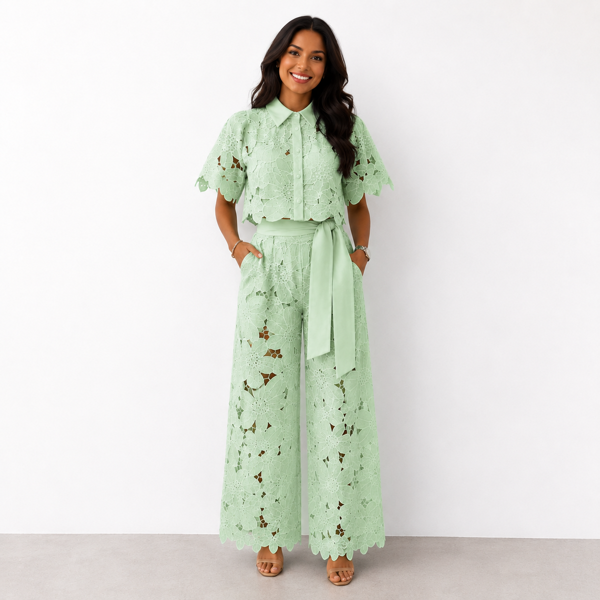 Armelle | Ensemble fluide dentelle