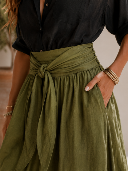Angèle | Ensemble chemise jupe nouée