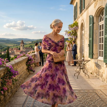 Valentine | Robe maxi col V drapée