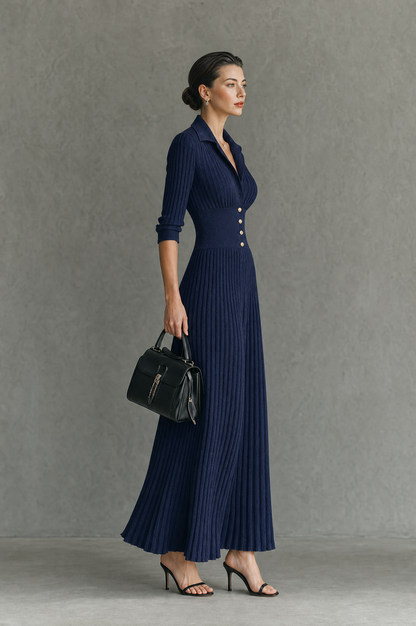 Virginie | Robe midi plissée maille