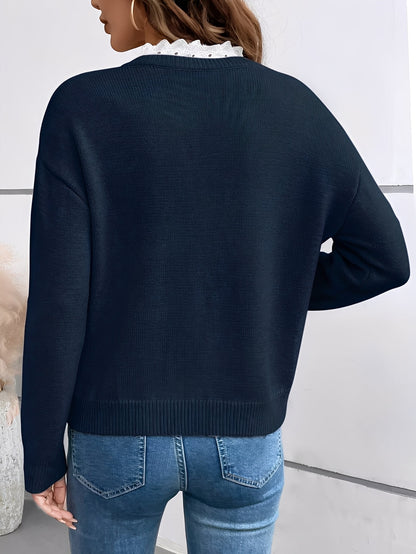 Clotilde | Pull col dentelle cachemire