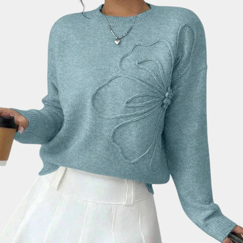 Esther | Pull fleurs relief maille
