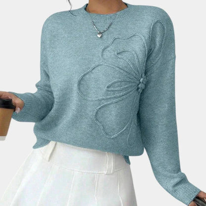 Esther | Pull fleurs relief maille