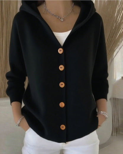 Hélène | Cardigan à capuche boutonné