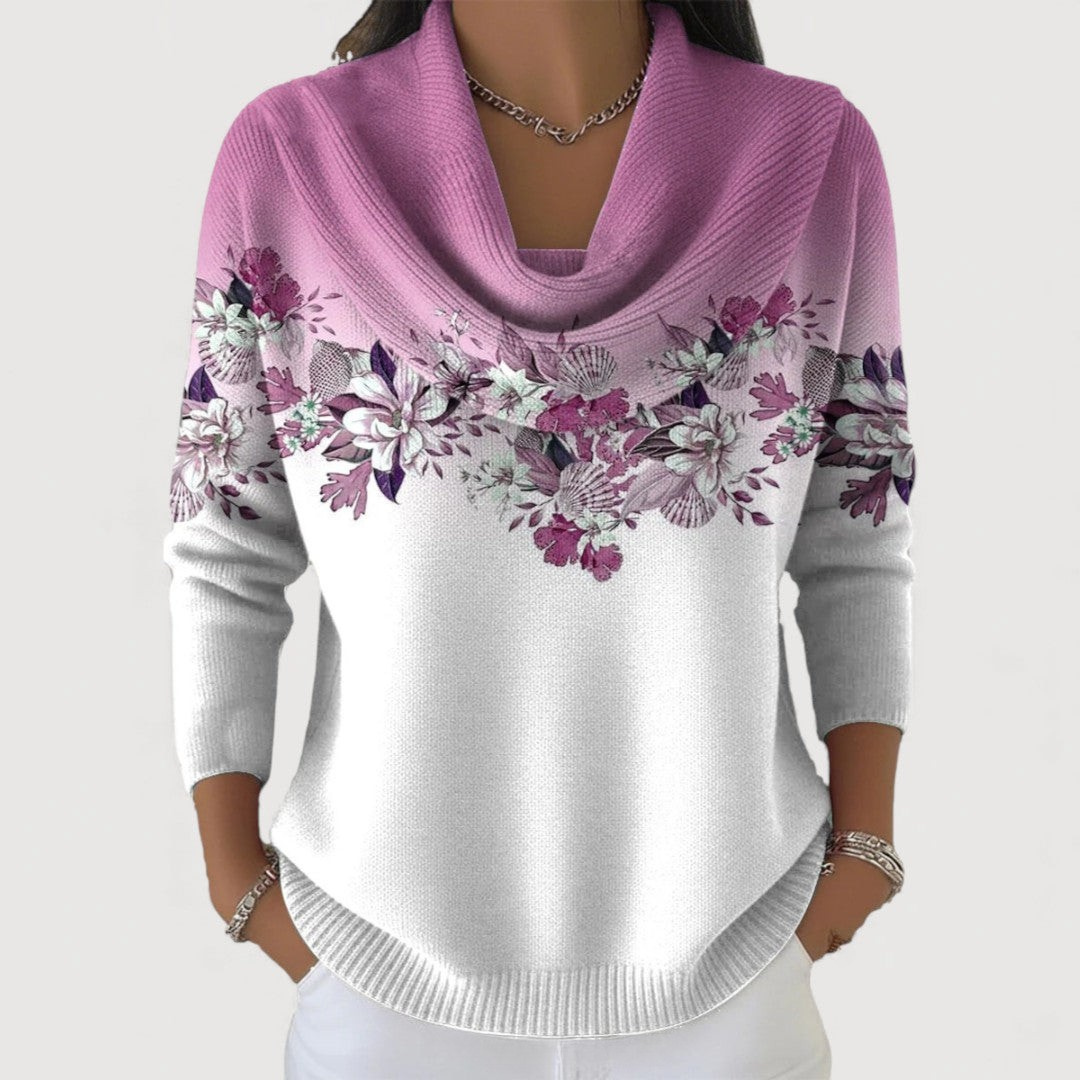 Amour | Pull floral à col doux